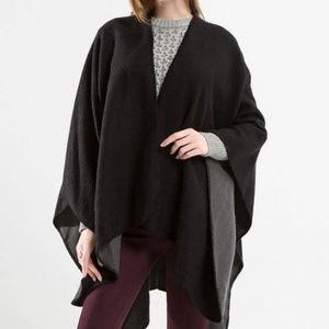 Beautiful Black & Charcoal Reversible Shawl/Poncho ♥ NEW!